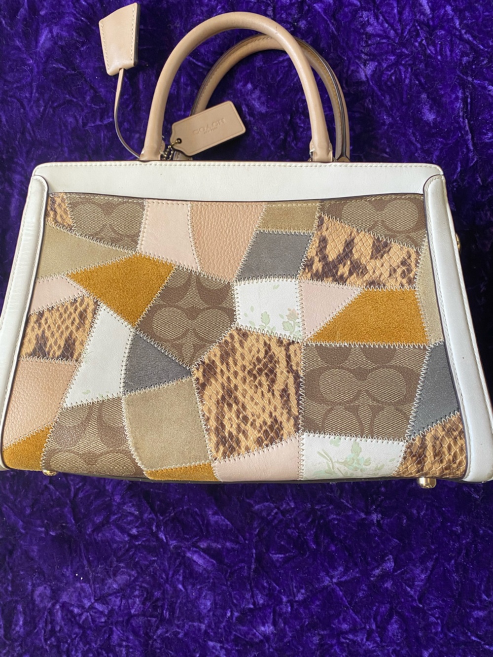 AUTHENTIC COACH ZOE PATCHWORK CARRYALL W/COLOR BLOCK LEATHER #91088